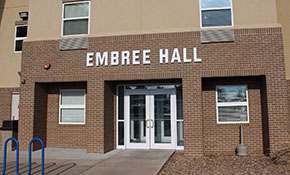 Front door of Embree Hall