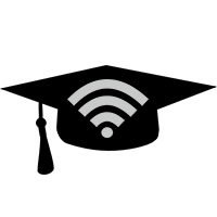 Graduation cap with a Wi-Fi symbol on top