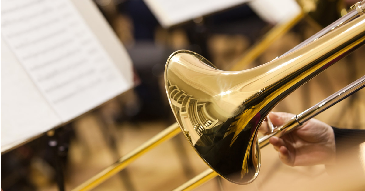 Student playing the trombone